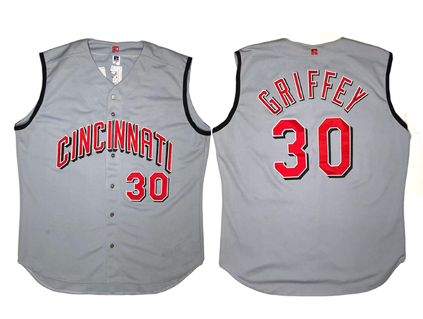 Men's Cincinnati Reds #30 Ken Griffey Jr. Gray Stitched Baseball Jersey Men's Cincinnati Reds #30 Ken Griffey Jr. Gray Stitched Baseball Jersey